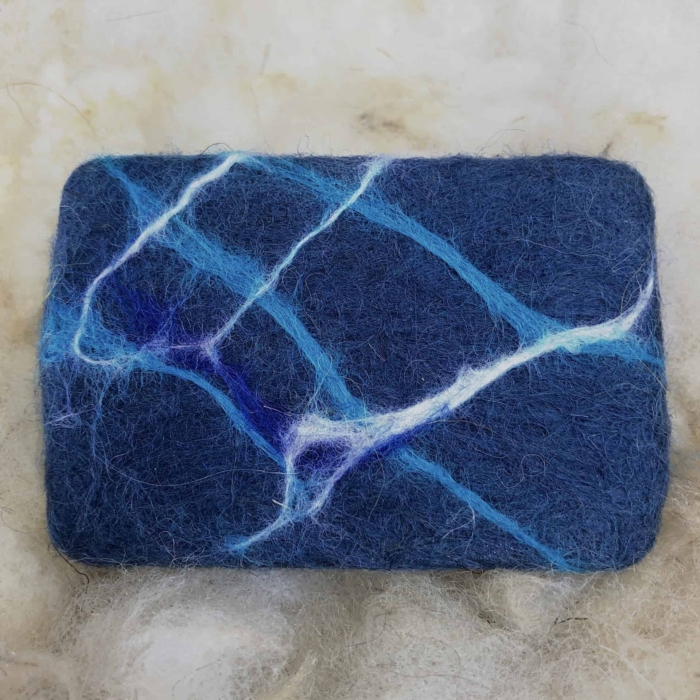Olive oil soap with argan oil scent in blue and white