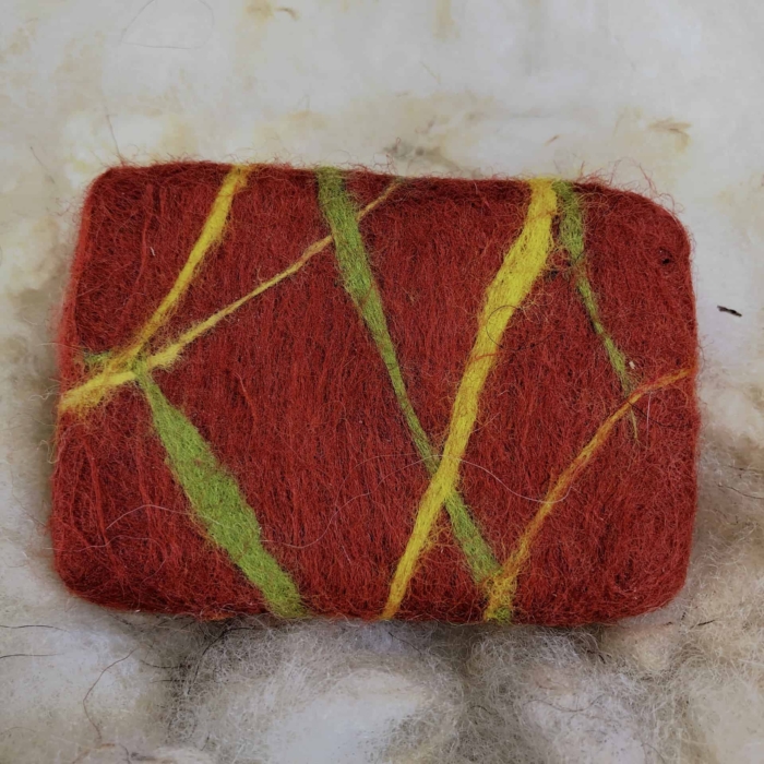 Olive oil soap with sandalwood scent in red-yellow-green (2)