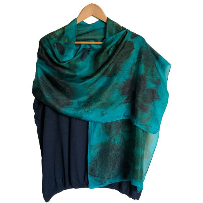Pongezijde sjaal acid dye turquoise geverfd met ecoprin