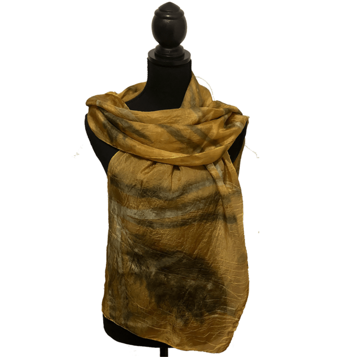 Ponge silk-scarf-dark yellow-ecoprint-of-reeds-2