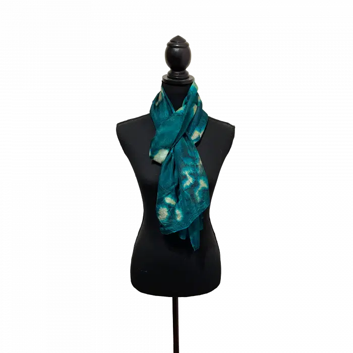 Ecoprint sjaal, groen-blauw