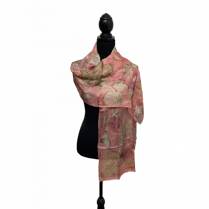 Ecoprint sjaal, (oud) roze 2