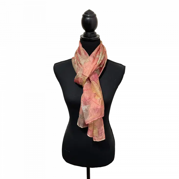 Ecoprint sjaal, (oud) roze